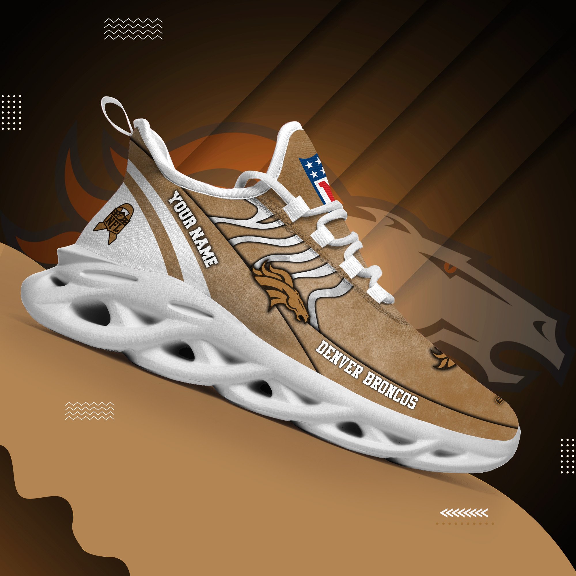 Denver Broncos Black Max Soul Shoes 2025 Versions Custom Your Name And Number 264