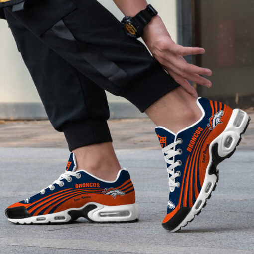 Denver Broncos Personalized Name Team Colors Wave Lines TN Shoes Air Cushion Sneakers