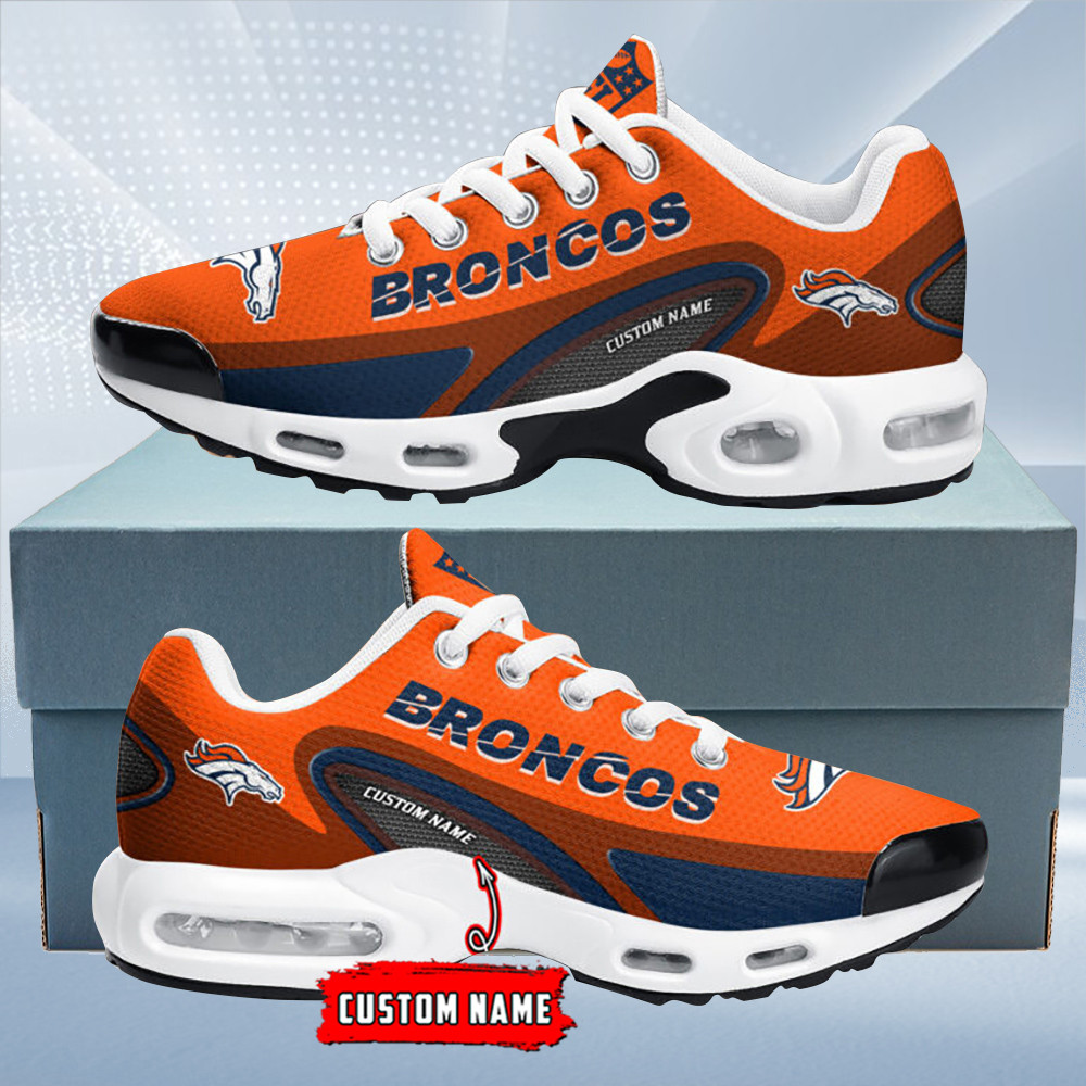 Denver Broncos Personalized Name Team Logo Mix Colors Oval Line TN Air Max Shoes Air Cushion Sneakers