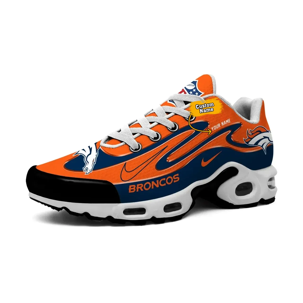 Denver Broncos Personalized Name Team Mix Colors V2 TN Air Max Shoes Air Cushion Sneakers