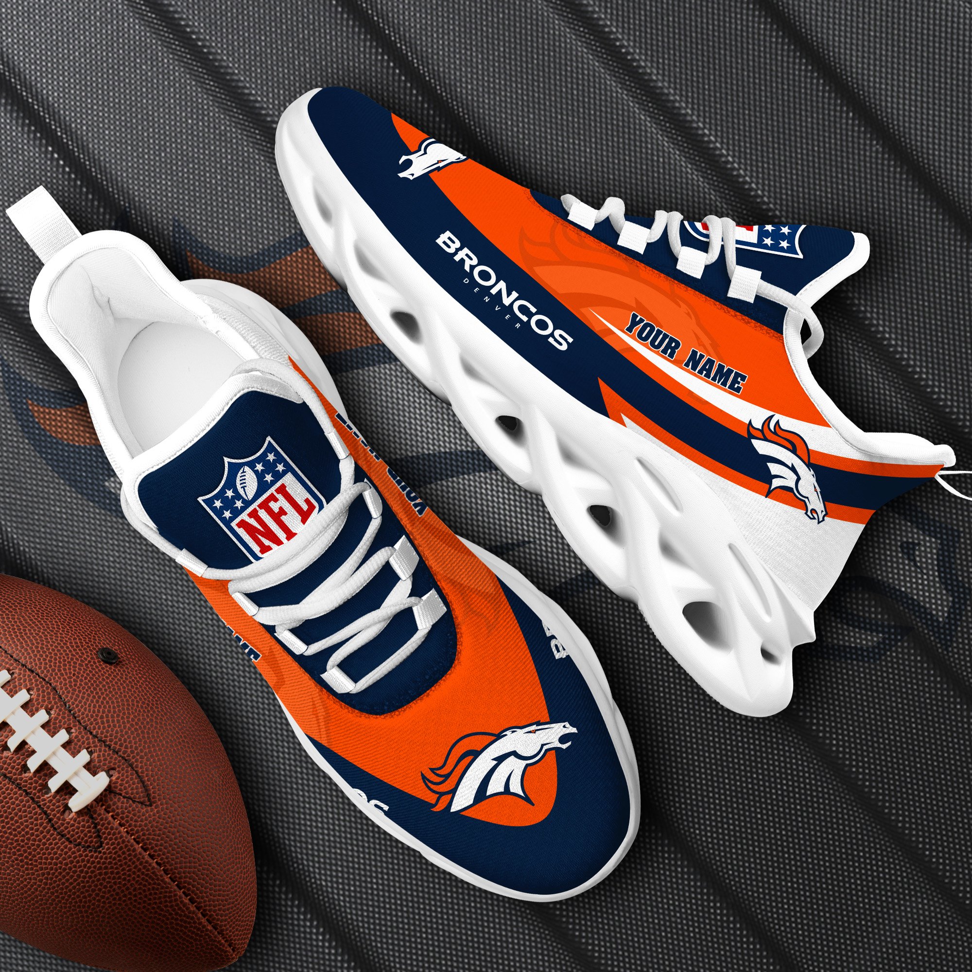 Denver Broncos White Max Soul Shoes 2025 Versions Custom Your Name, Sports Gift For Fan, Sport Gifts PH410