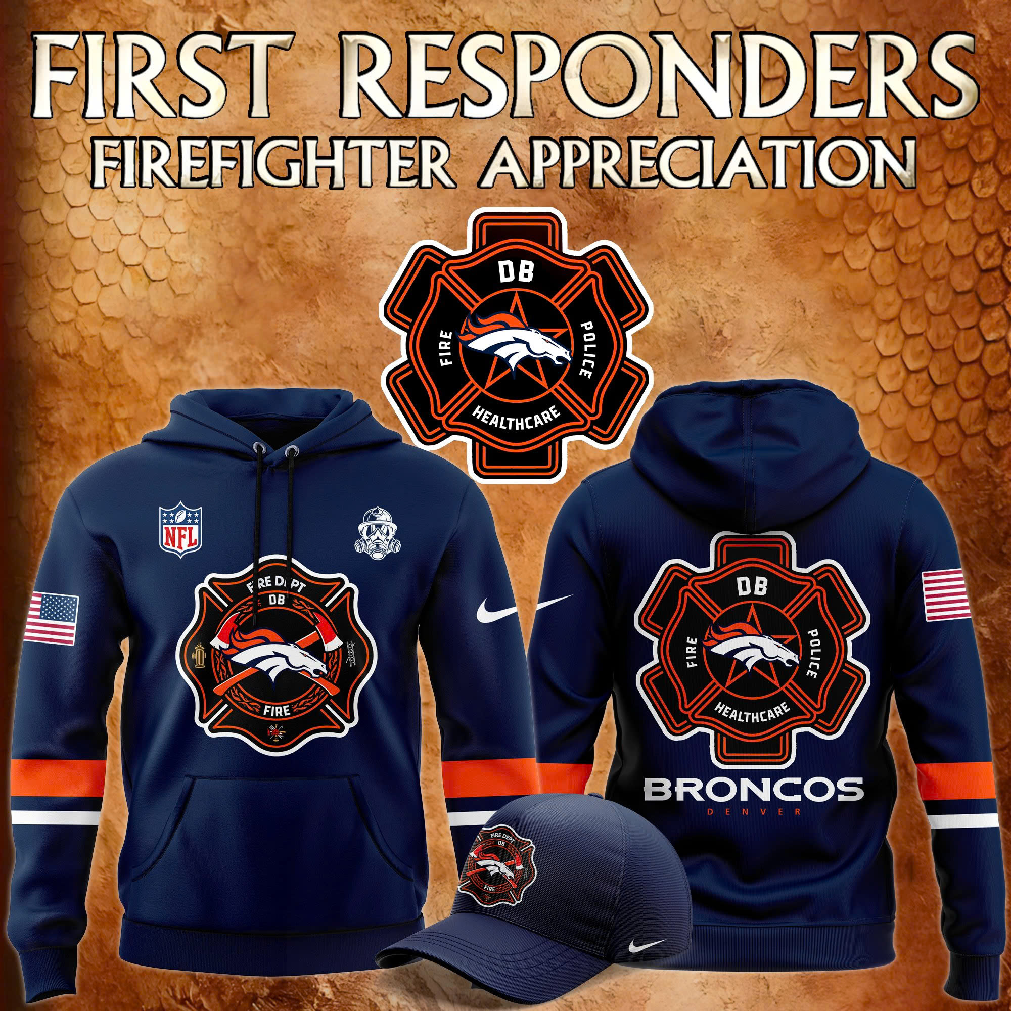 Denver Broncos x Firefighter Appreciation Night Premium Pullover Hoodie 