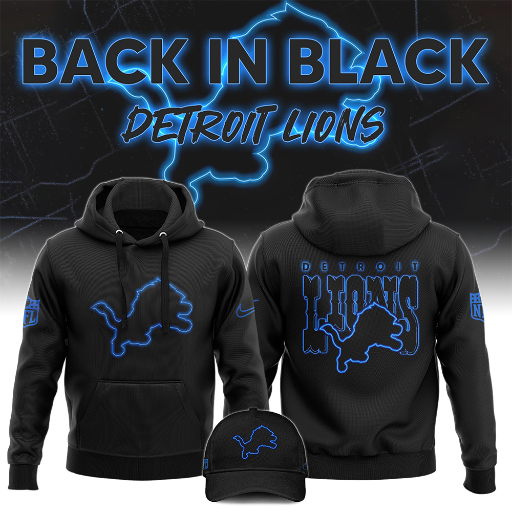 Detrois Lions  Back In Black Hoodie  s V10 