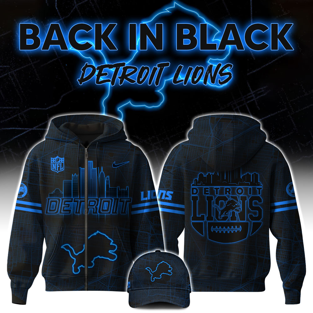 Detrois Lions  Back In Black Zip Hoodie  s 