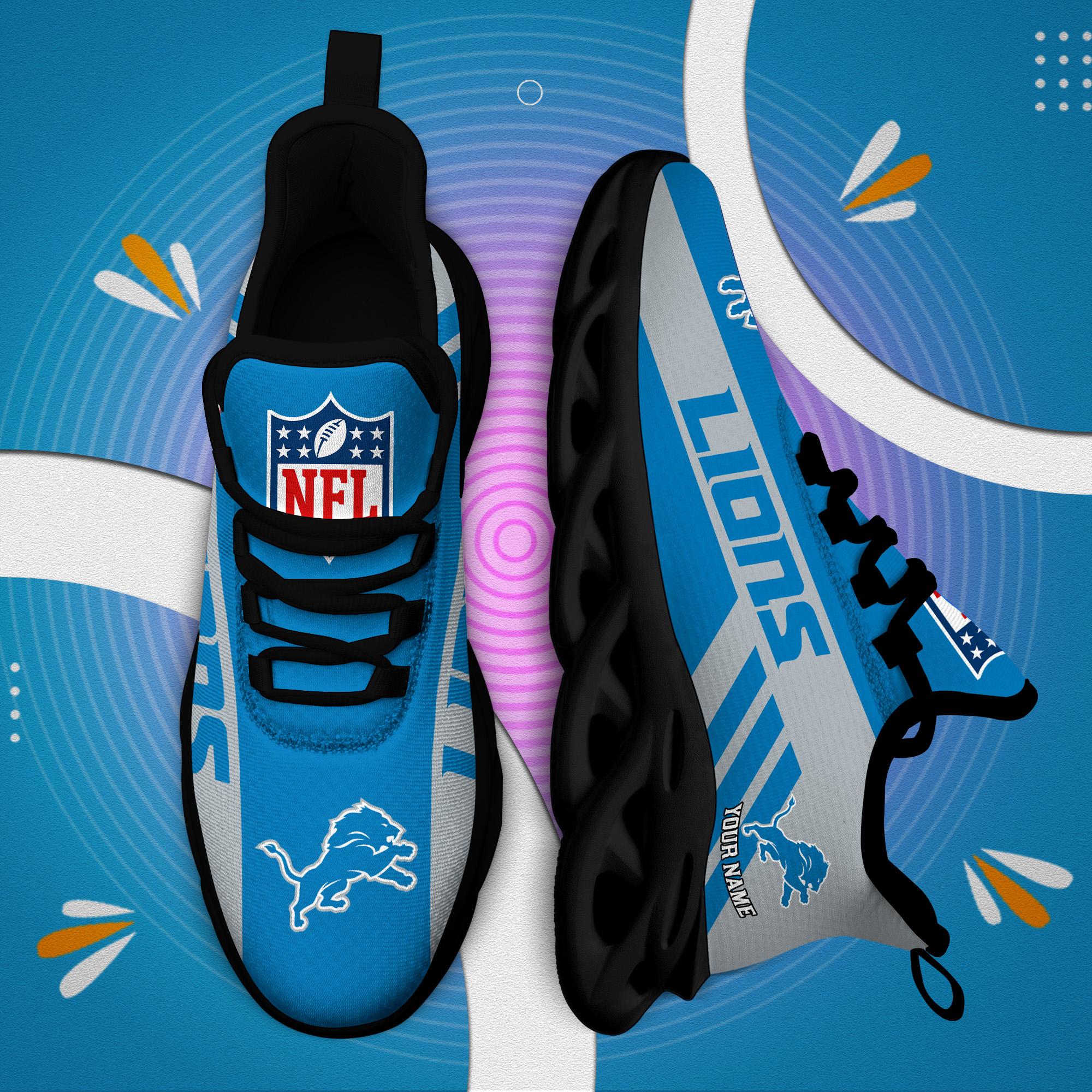 Detroit Lions Black Max Soul Shoes 2025 Versions Custom Name 635