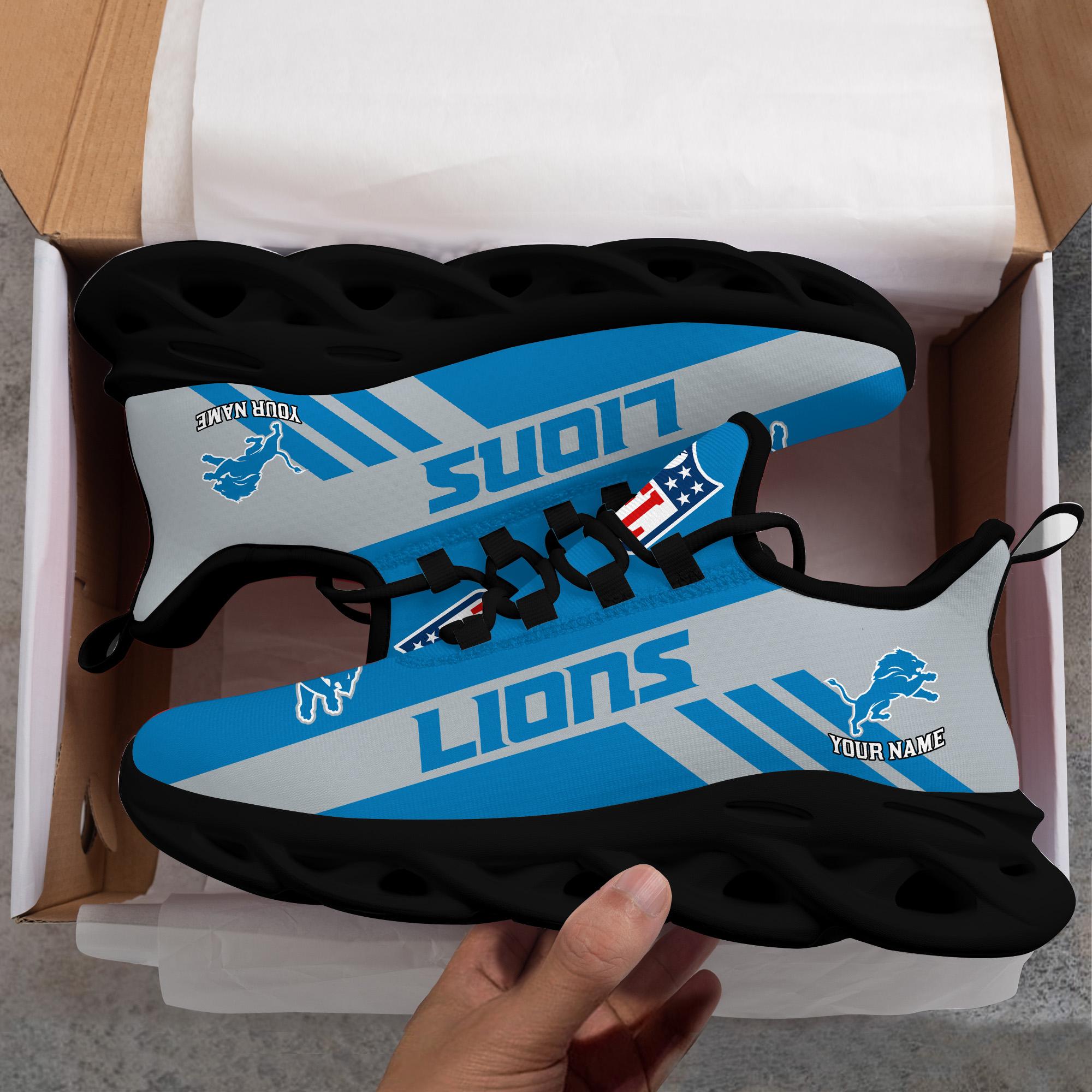 Detroit Lions Black Max Soul Shoes 2025 Versions Custom Name 635