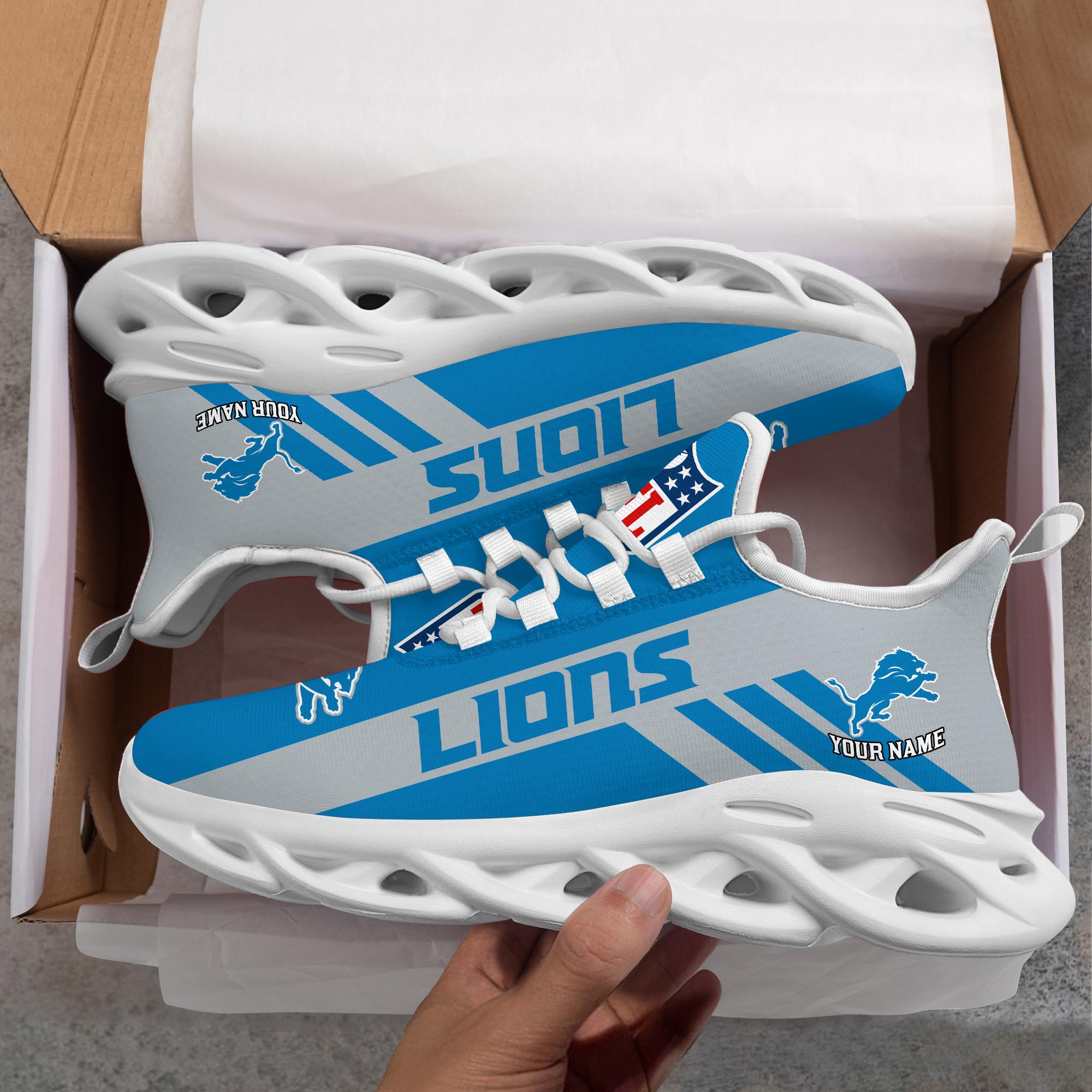Detroit Lions Black Max Soul Shoes 2025 Versions Custom Name 635
