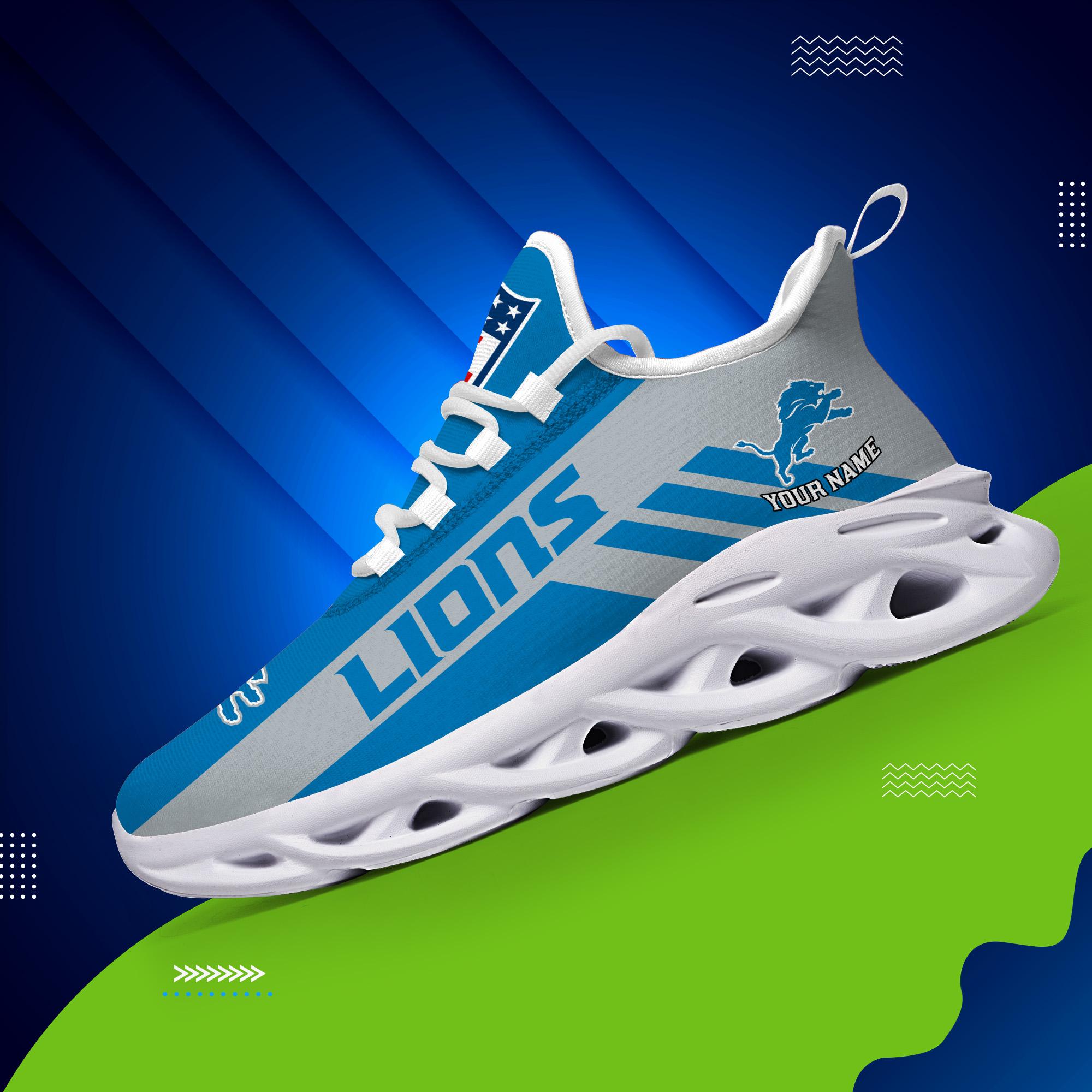 Detroit Lions Black Max Soul Shoes 2025 Versions Custom Name 635