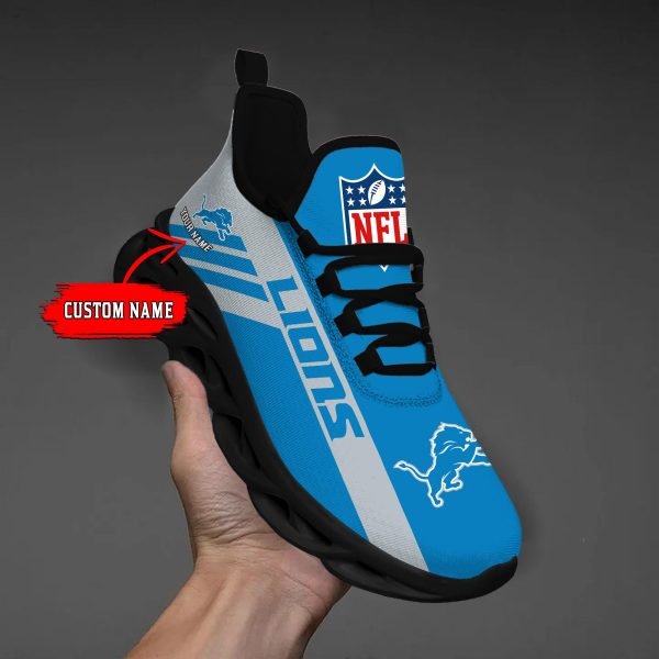 Detroit Lions Black Max Soul Shoes 2025 Versions Custom Name 635