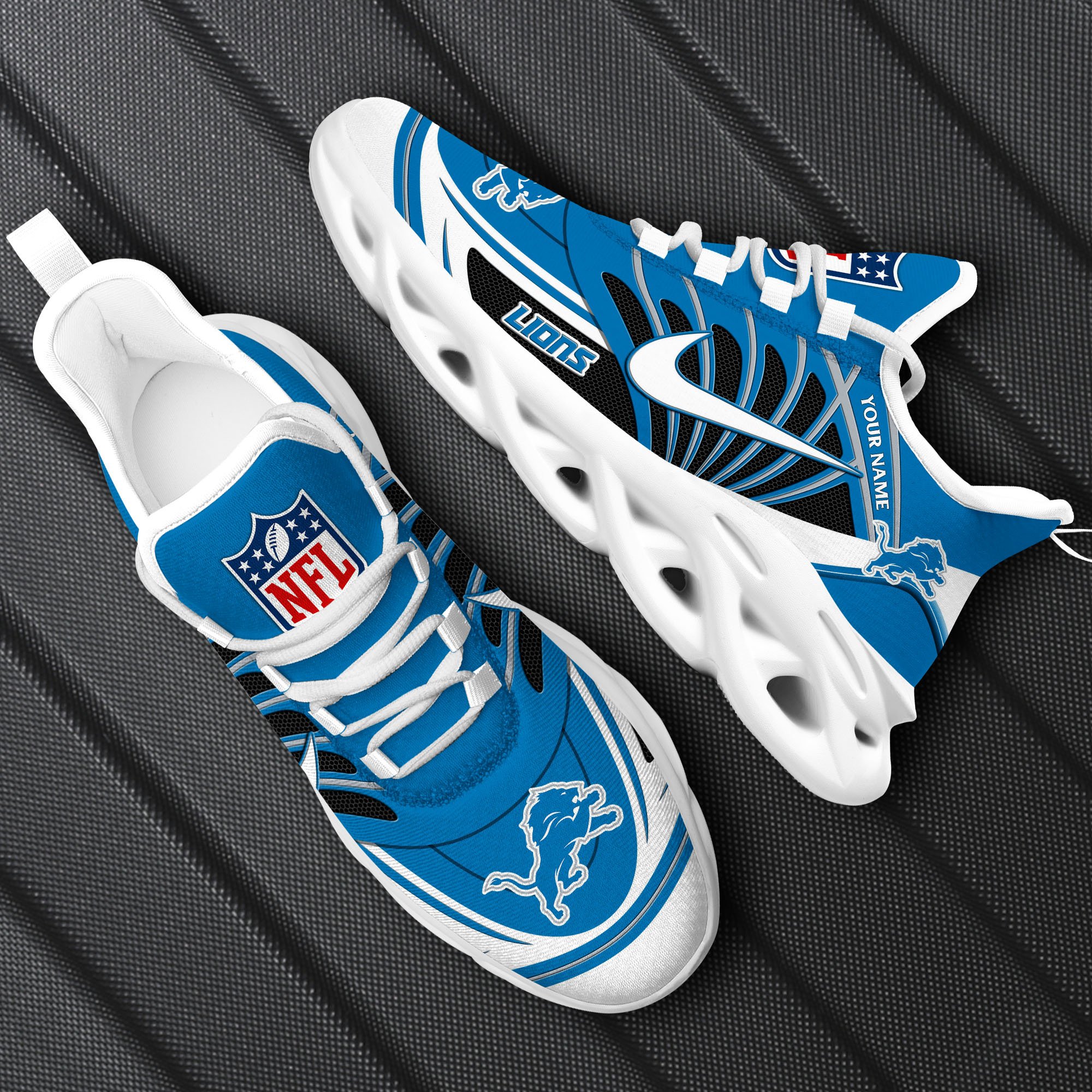 Detroit Lions Black Max Soul Shoes 2025 Versions Custom Name 898
