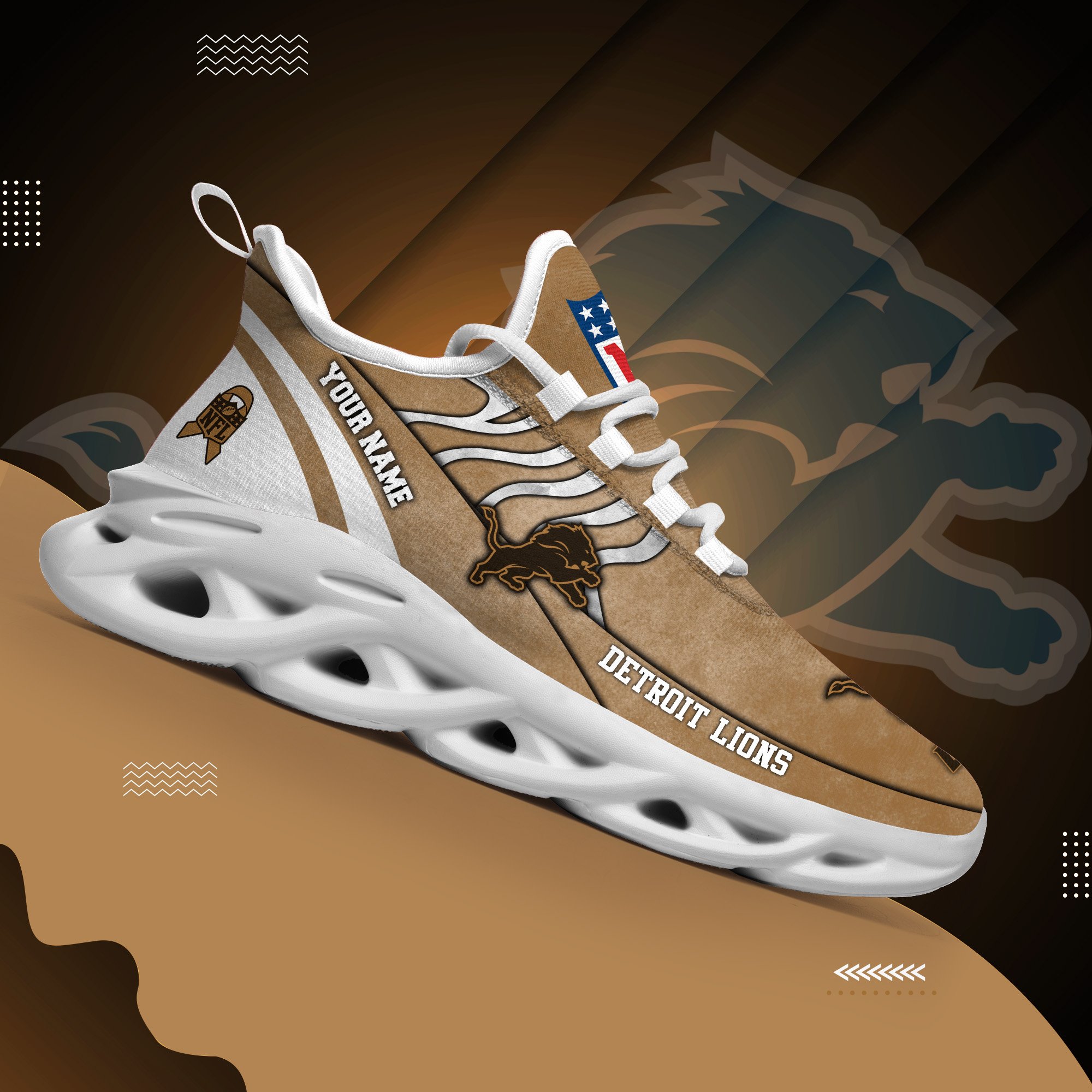 Detroit Lions Black Max Soul Shoes 2025 Versions Custom Your Name And Number 264