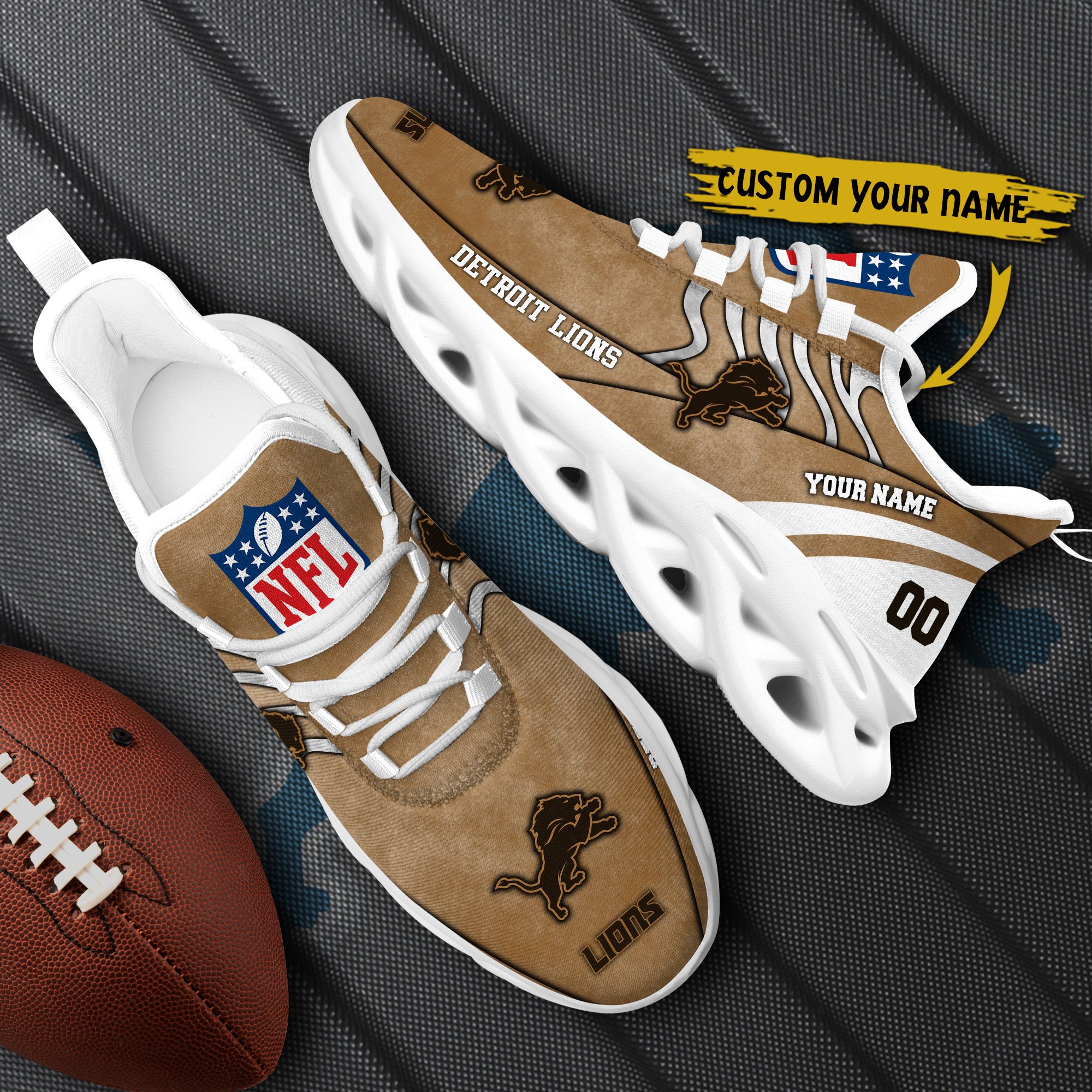 Detroit Lions Black Max Soul Shoes 2025 Versions Custom Your Name And Number 264