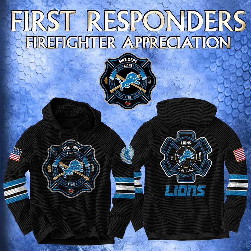 Detroit Lions x Firefighter Appreciation Night Premium Pullover Waffle Hoodie 