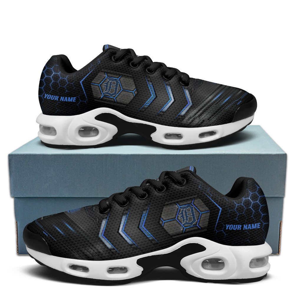 Detroit Tigers Personalized Name Team Colors Arrow Line Beehive Pattern TN Air Max Shoes Air Cushion Sneakers