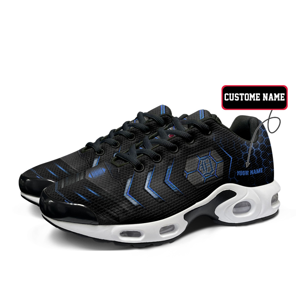Detroit Tigers Personalized Name Team Colors Arrow Line Beehive Pattern TN Air Max Shoes Air Cushion Sneakers