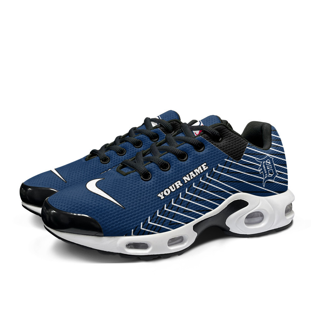 Detroit Tigers Personalized Name Team Colors Jagged Lines TN Shoes Air Cushion Sneakers