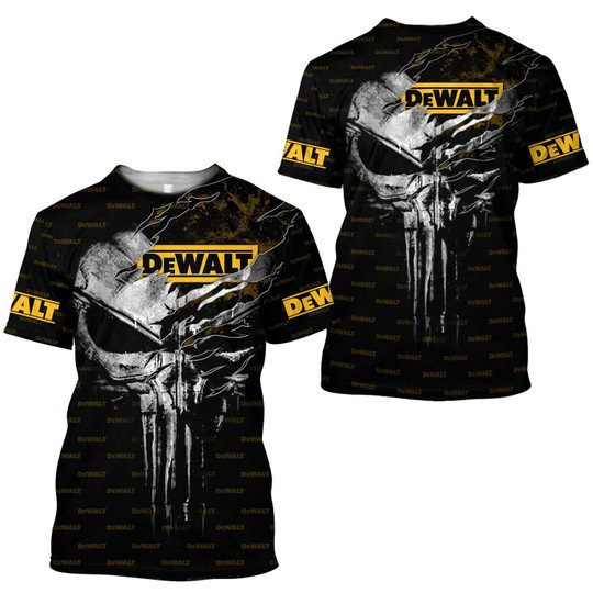 Dewalt Cool Skull Art Brand Logo Heavy Tool T-Shirt 3D Printing Ver8 