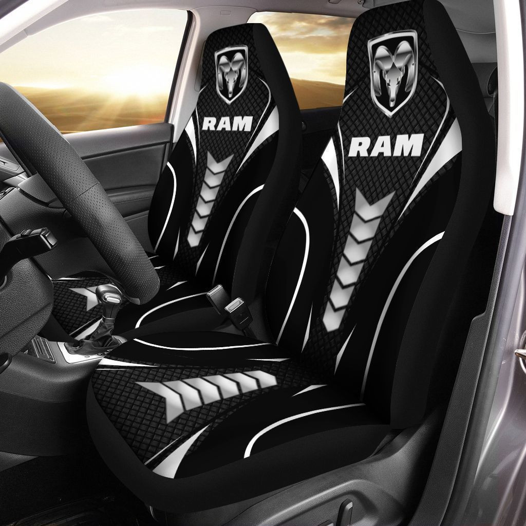 Dodge RAM  Car Seat Cover (Set of 2) Ver 1 (Black) 