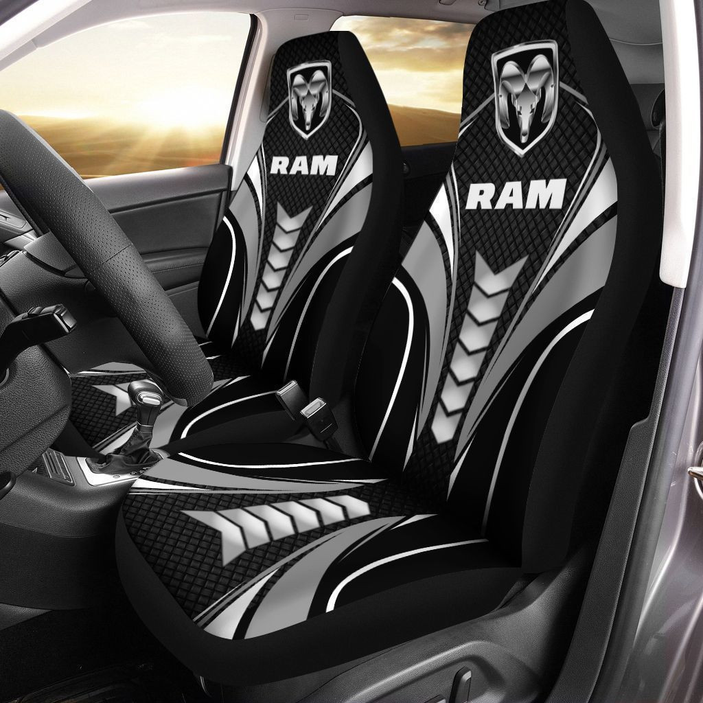 Dodge RAM  Car Seat Cover (Set of 2) Ver 1 (Grey) 