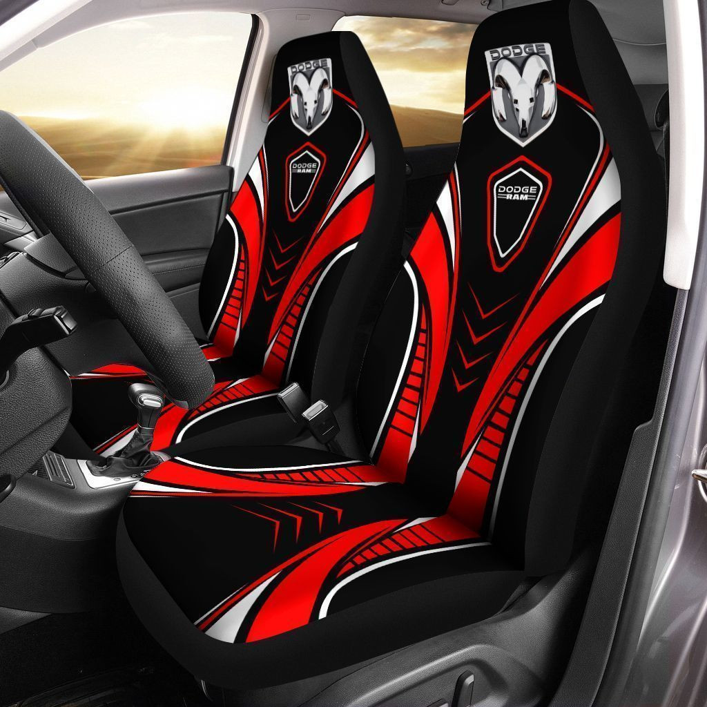 Dodge RAM  Car Seat Cover (Set of 2) Ver 1 (Red) 