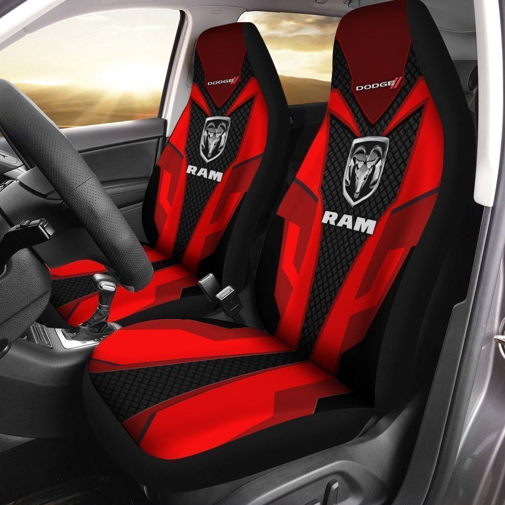 Dodge RAM  Car Seat Cover (Set of 2) Ver 1 (Red) 