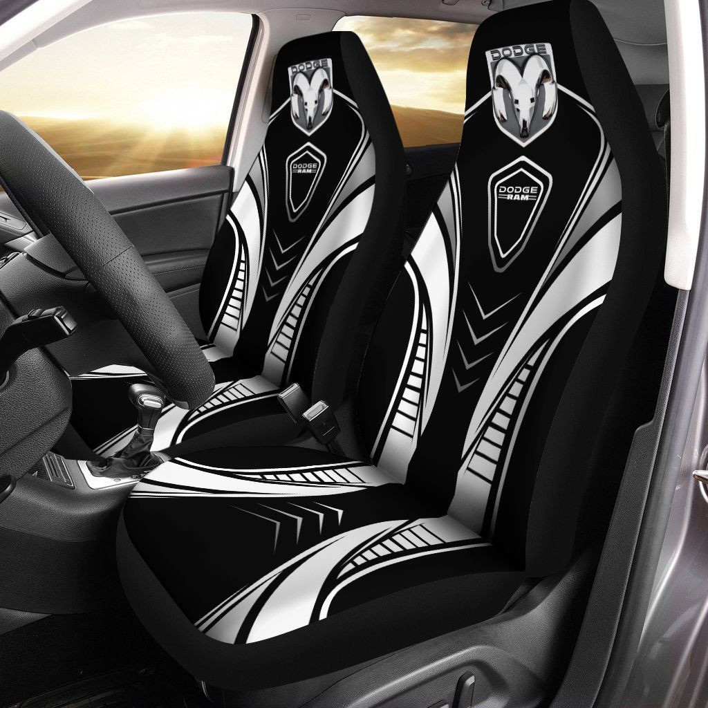 Dodge RAM  Car Seat Cover (Set of 2) Ver 1 (White) 