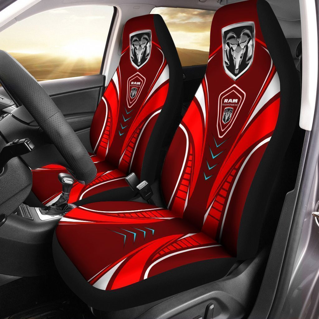 Dodge RAM  Car Seat Cover (Set of 2) Ver 2 (Red) 