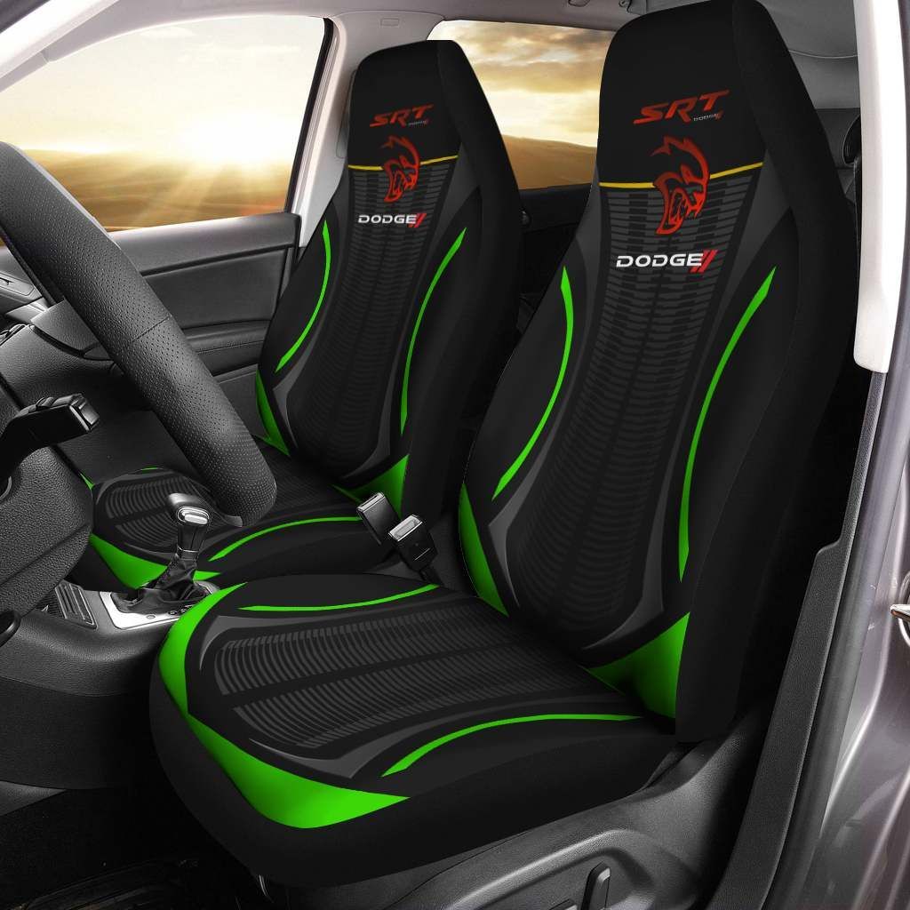 Dodge SRT AN-HL Car Seat Cover (Set of 2) Ver 1 (Green) 