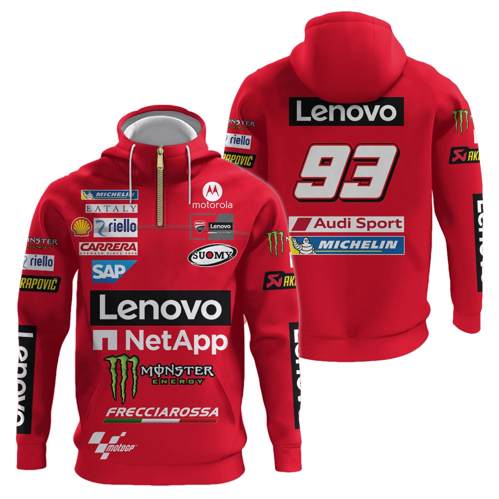 Ducati Lenovo Team Personalized Zipper clothing, Half zip hoodie, Sweatshirt, Apparel Full Printing 