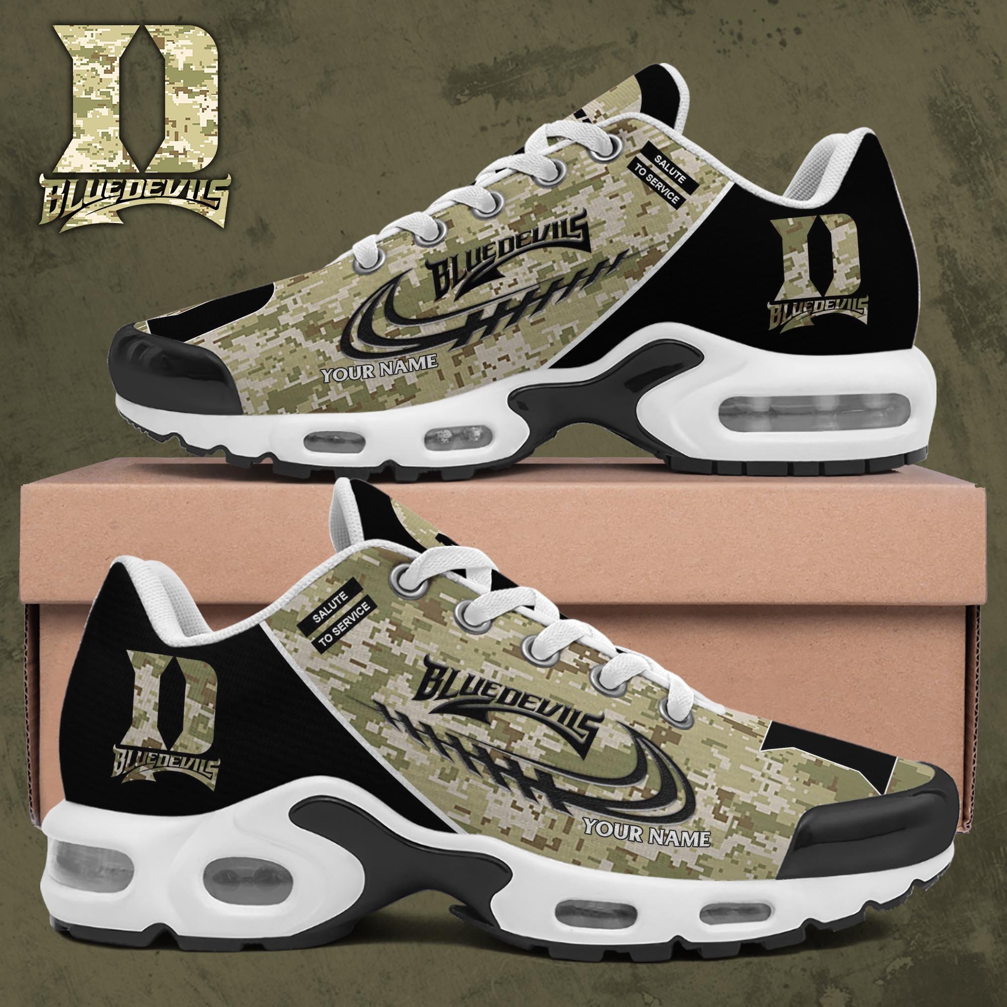 Duke Blue Devils TN Shoes 2025 Version Custom Name, Camouflage Shoes, Gifts For Football Lovers