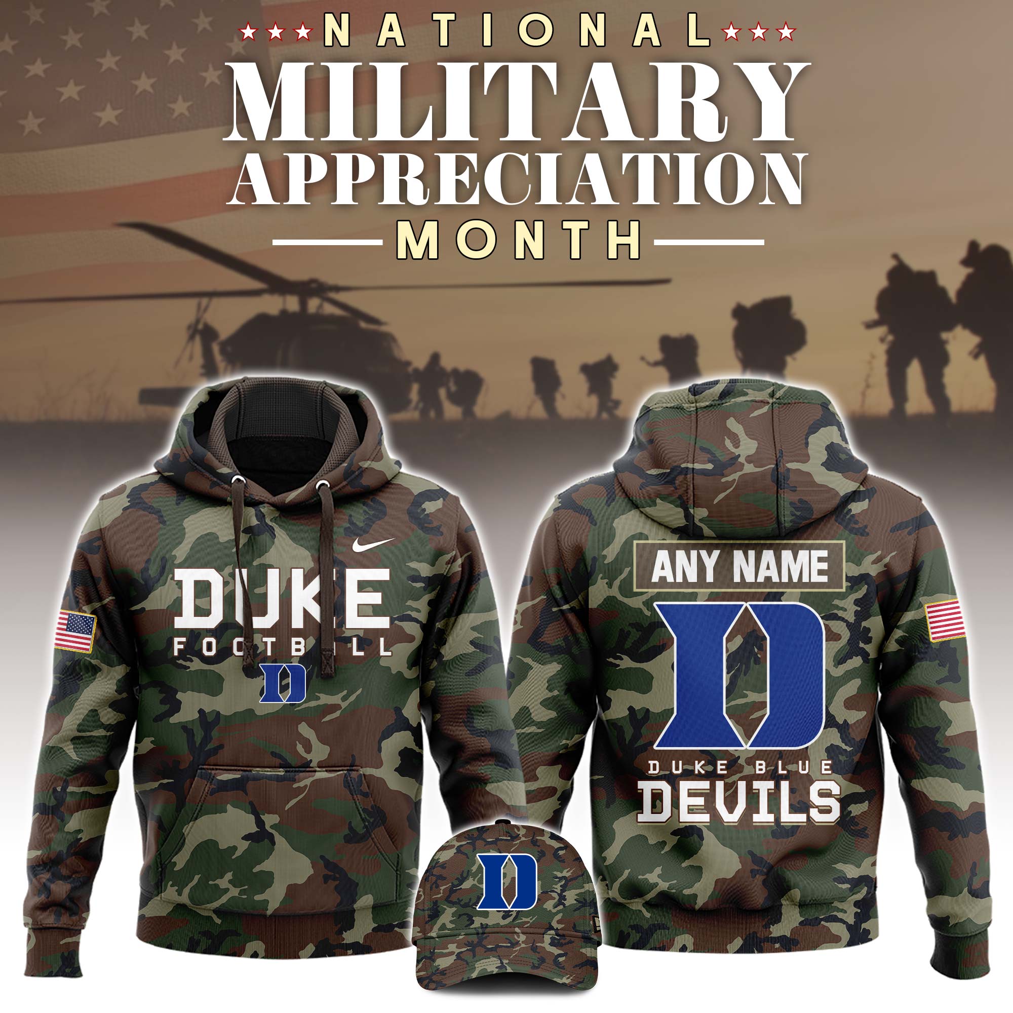 Duke Football  Military Appreciation Club Hoodie 