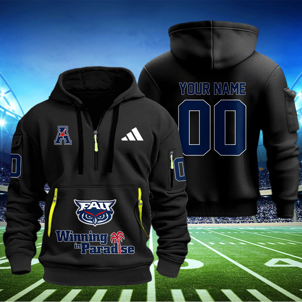 Florida Atlantic Owls Football Quarter Zip Hoodie 