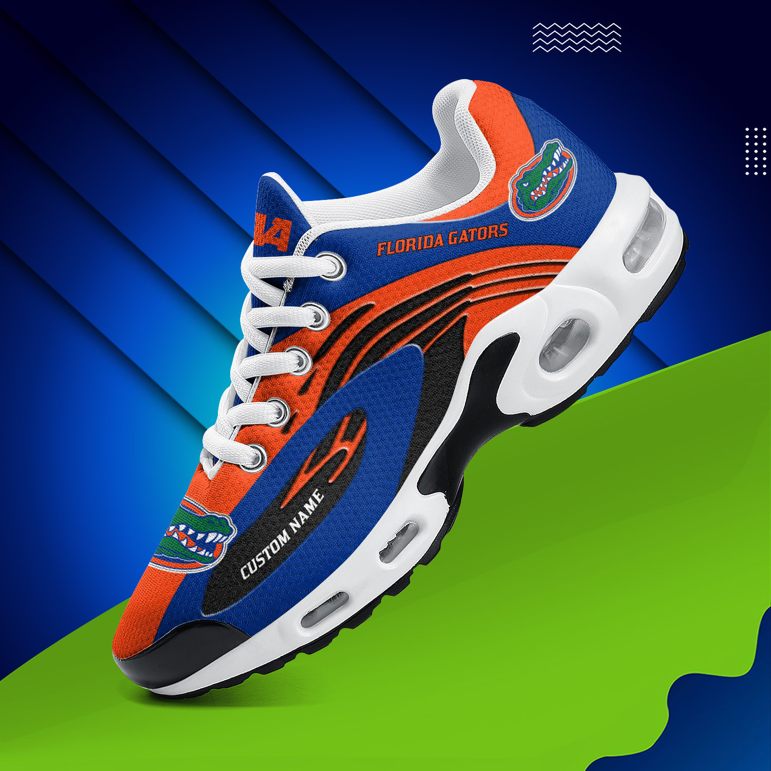 Florida Gators Personalized Name Team Logo Mix Colors Wave Line TN Shoes Air Cushion Sneakers
