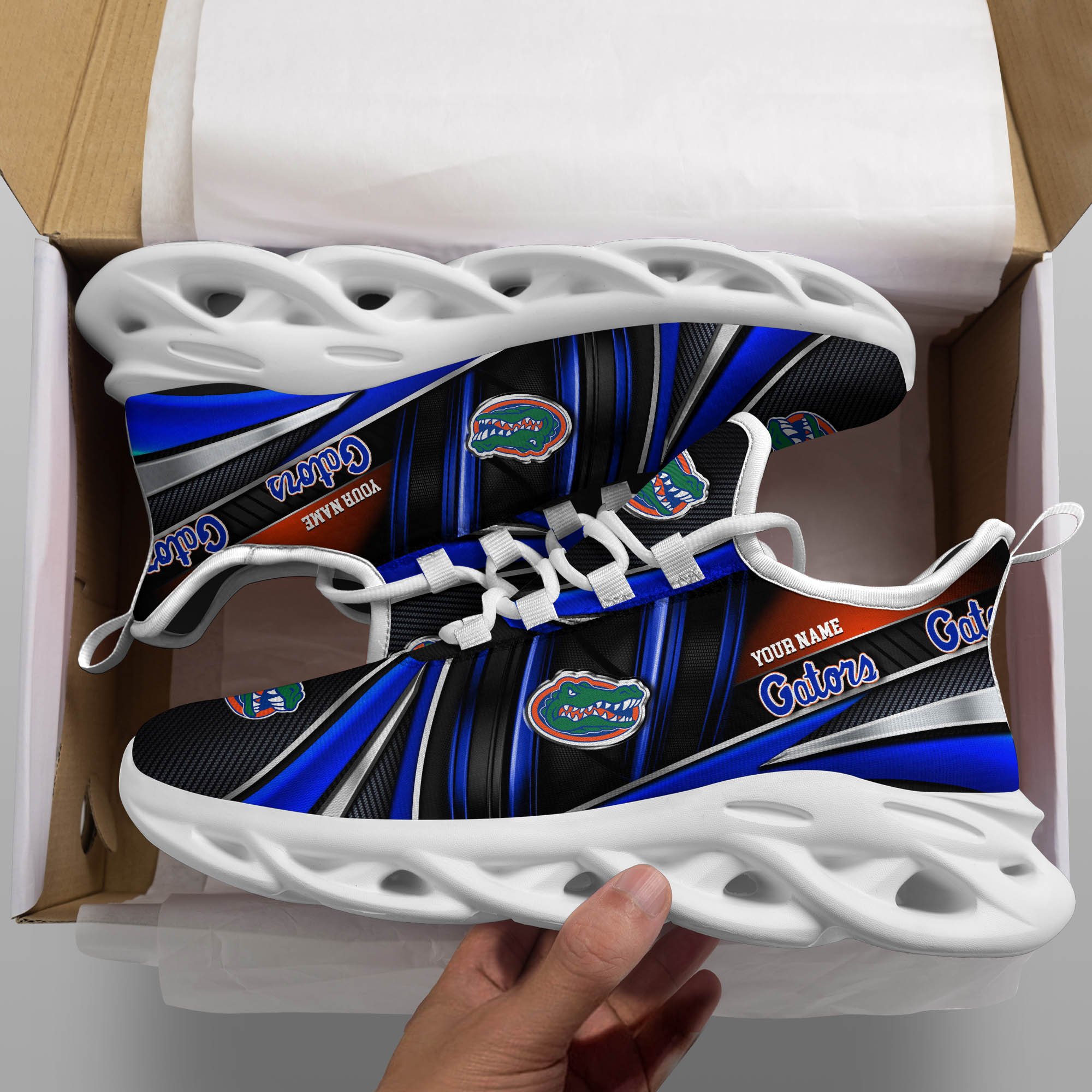 Florida Gators White C Sneakers 2025 Version Personalized Your Name, Sport Team Sneakers, Sport Gifts PH892