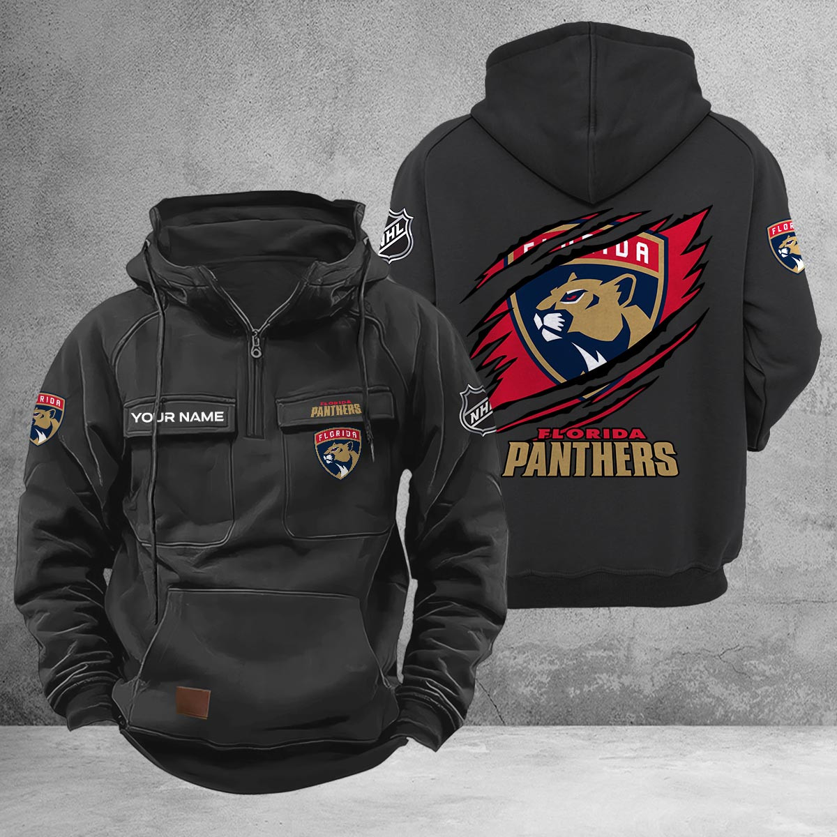 Florida Panthers Multi-Pockets Zip-Up Hoodie 