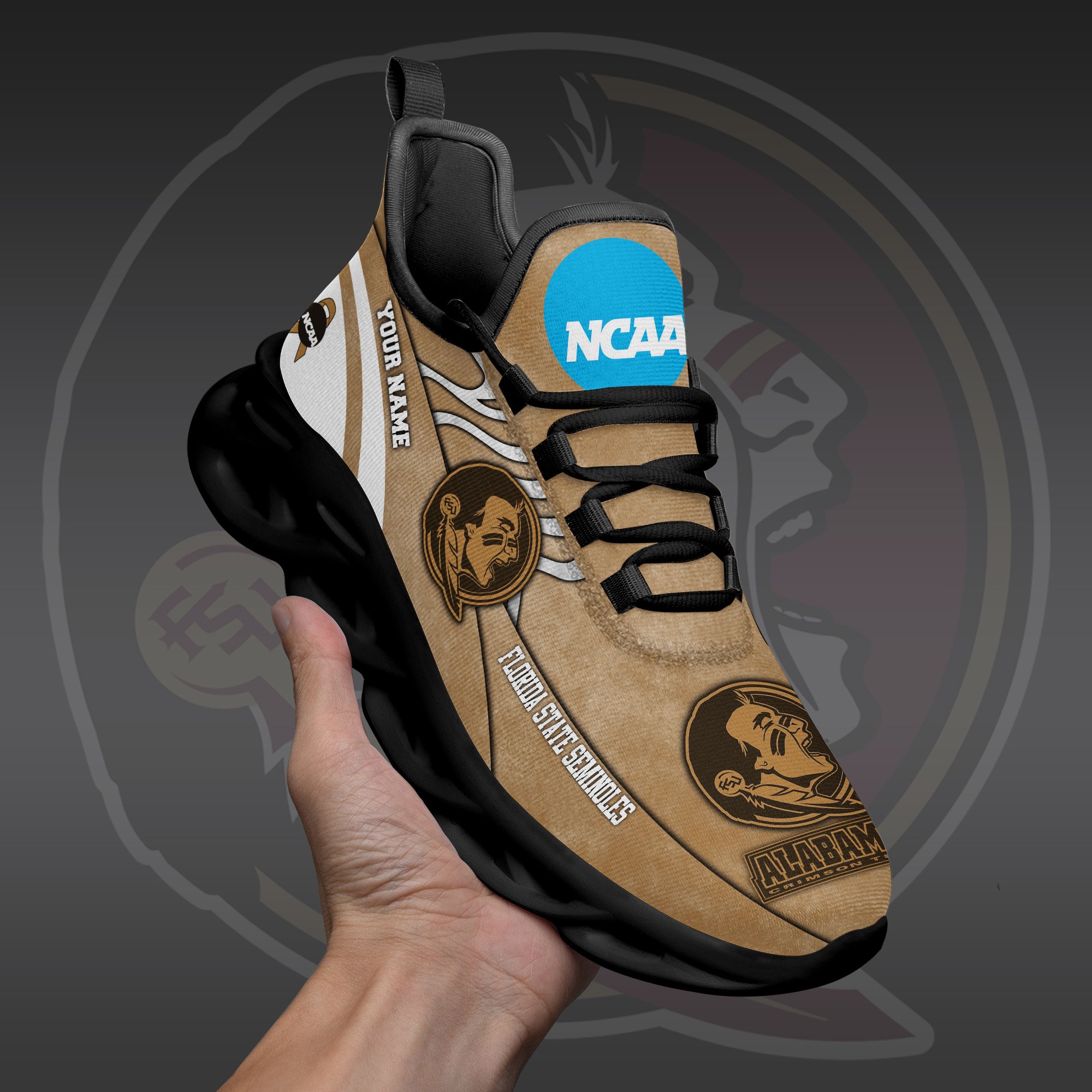 Florida State Seminoles Black Max Soul Shoes 2025 Versions Custom Your Name And Number 312