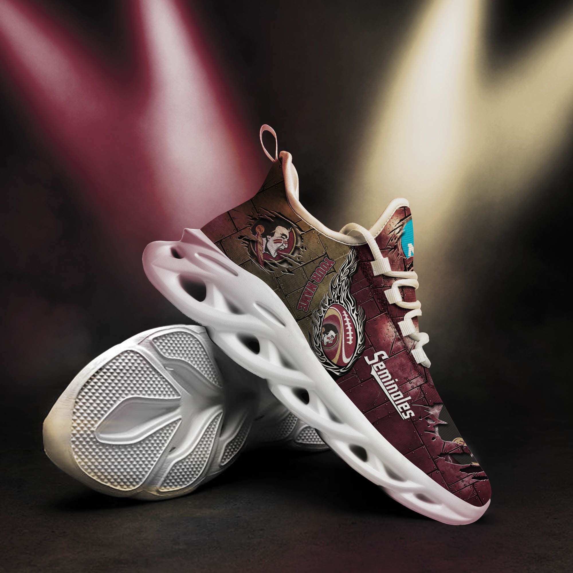 Florida State Seminoles Black Max Soul Shoes 2025 Versions, White Max Soul Shoes Custom Your Name PH879