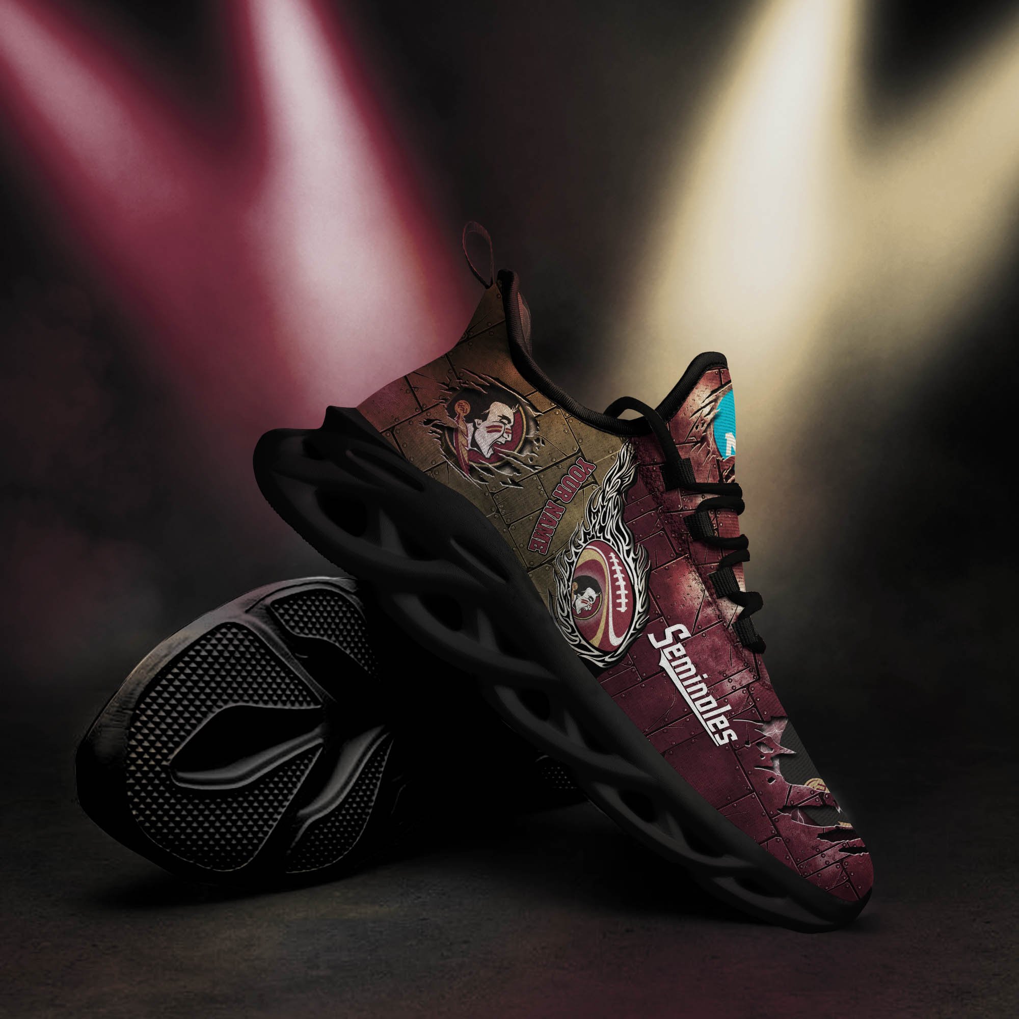 Florida State Seminoles Black Max Soul Shoes 2025 Versions, White Max Soul Shoes Custom Your Name PH879