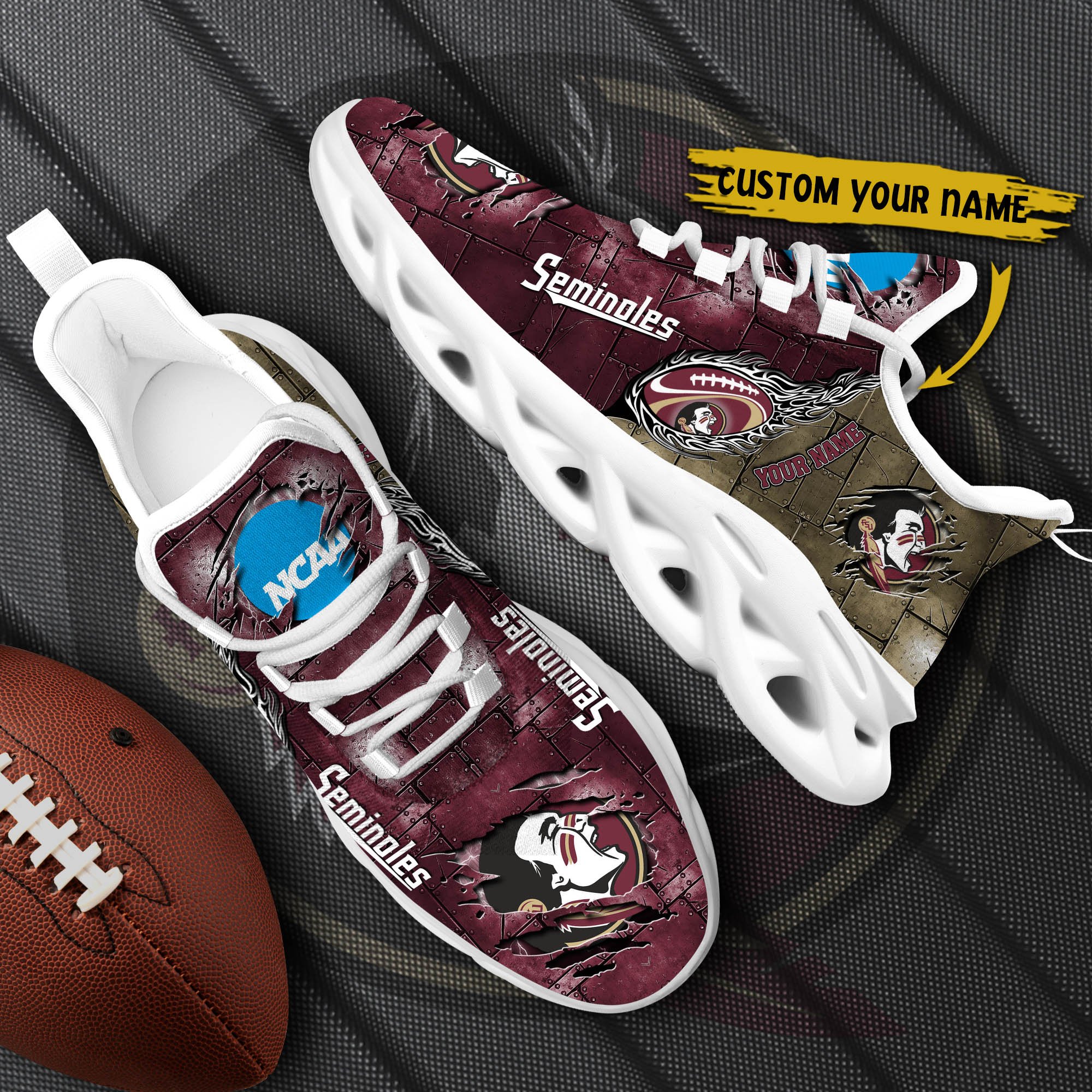 Florida State Seminoles Black Max Soul Shoes 2025 Versions, White Max Soul Shoes Custom Your Name PH879