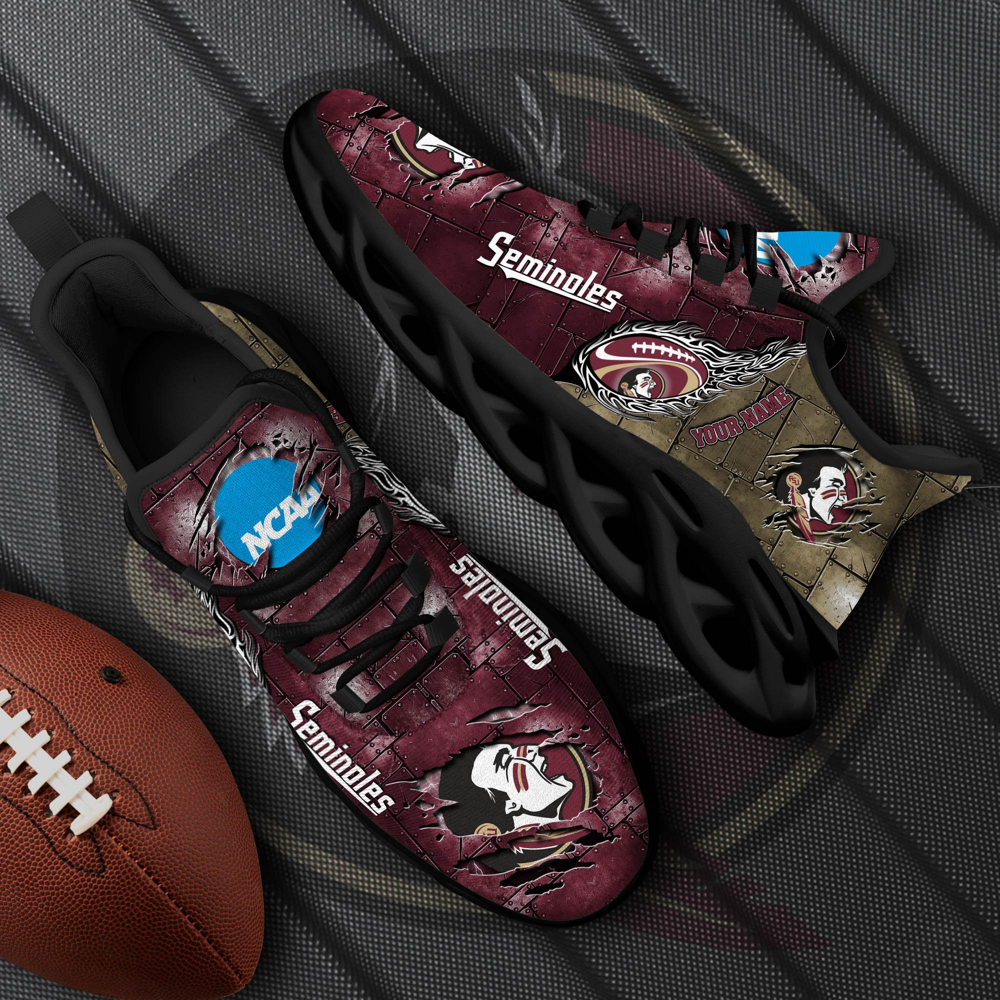 Florida State Seminoles Black Max Soul Shoes 2025 Versions, White Max Soul Shoes Custom Your Name PH879