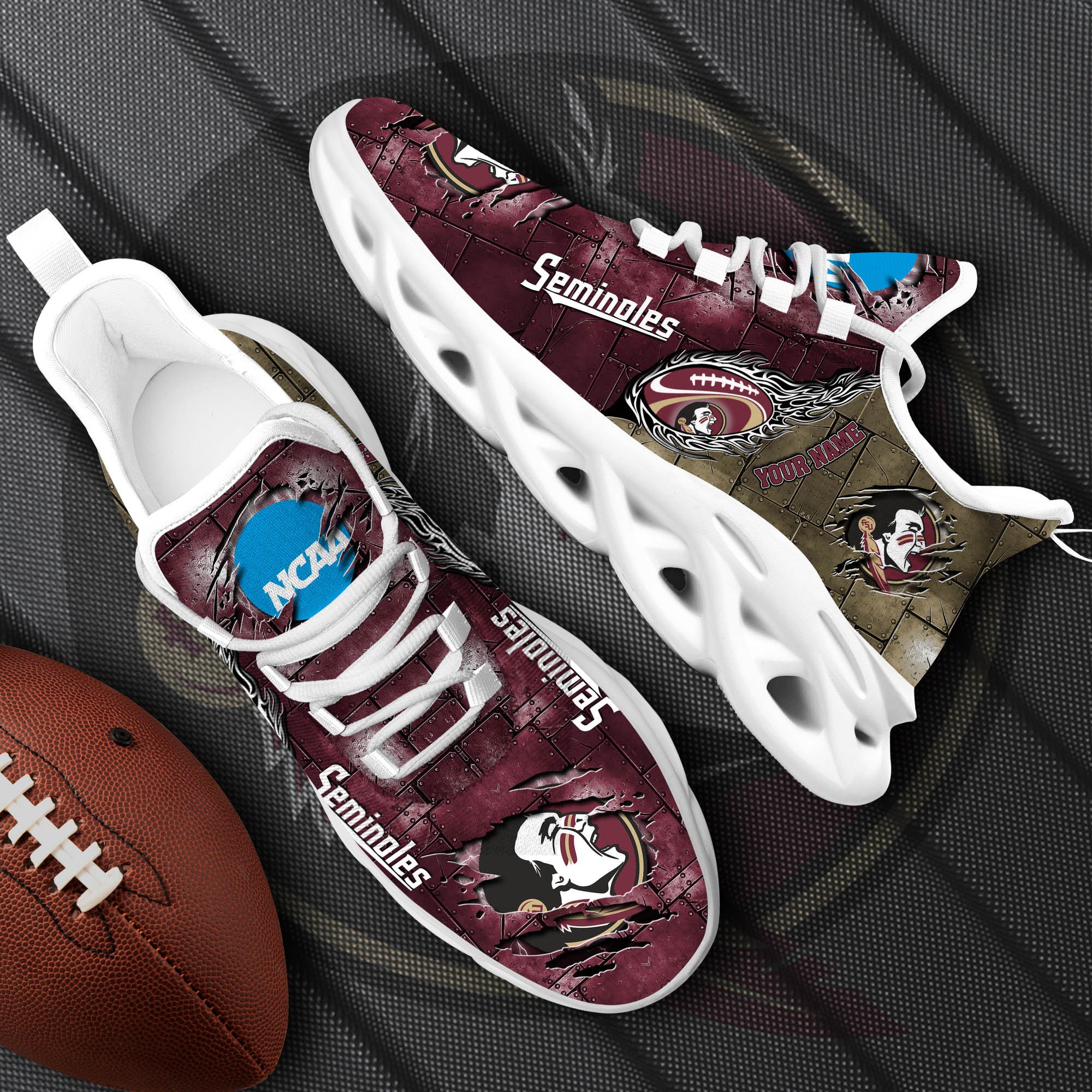 Florida State Seminoles Black Max Soul Shoes 2025 Versions, White Max Soul Shoes Custom Your Name PH879
