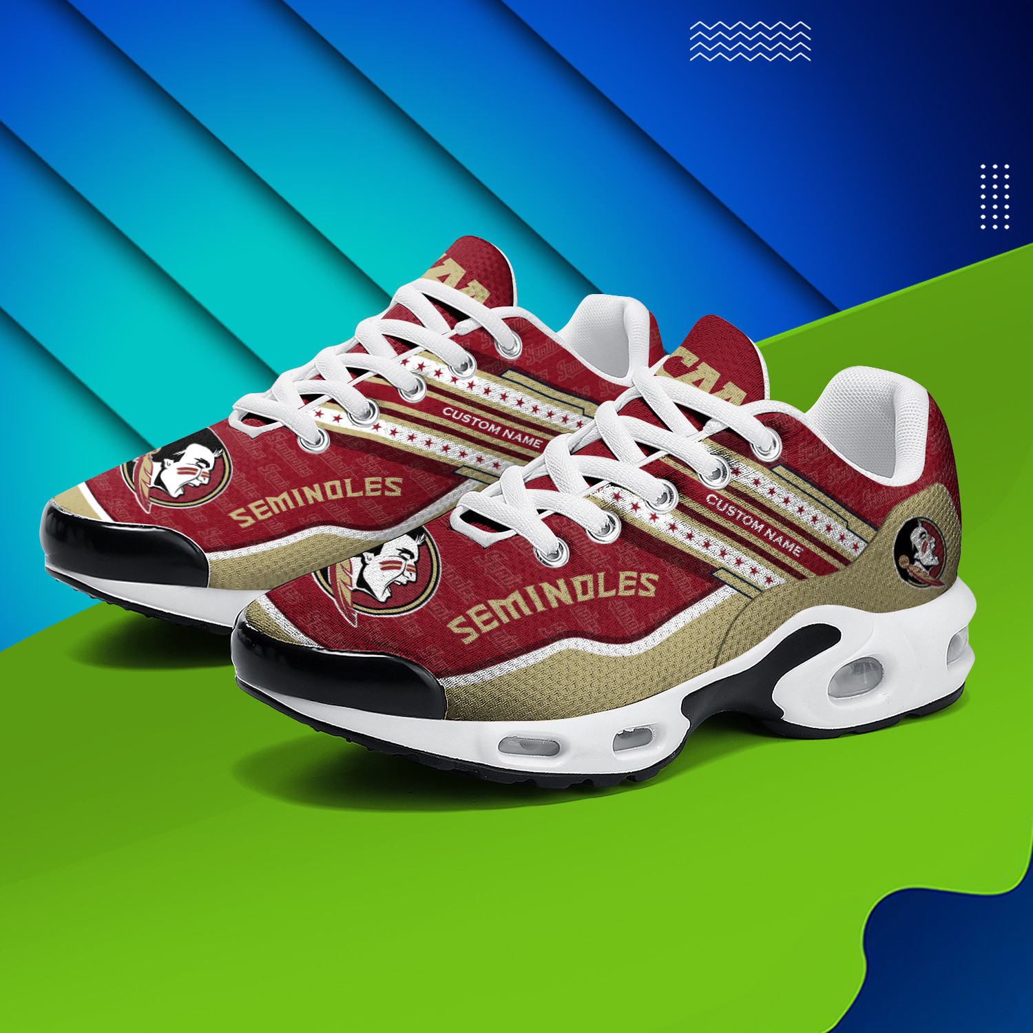 Florida State Seminoles Personalized Name Team Logo Mix Colors Star Line TN Shoes Air Cushion Sneakers