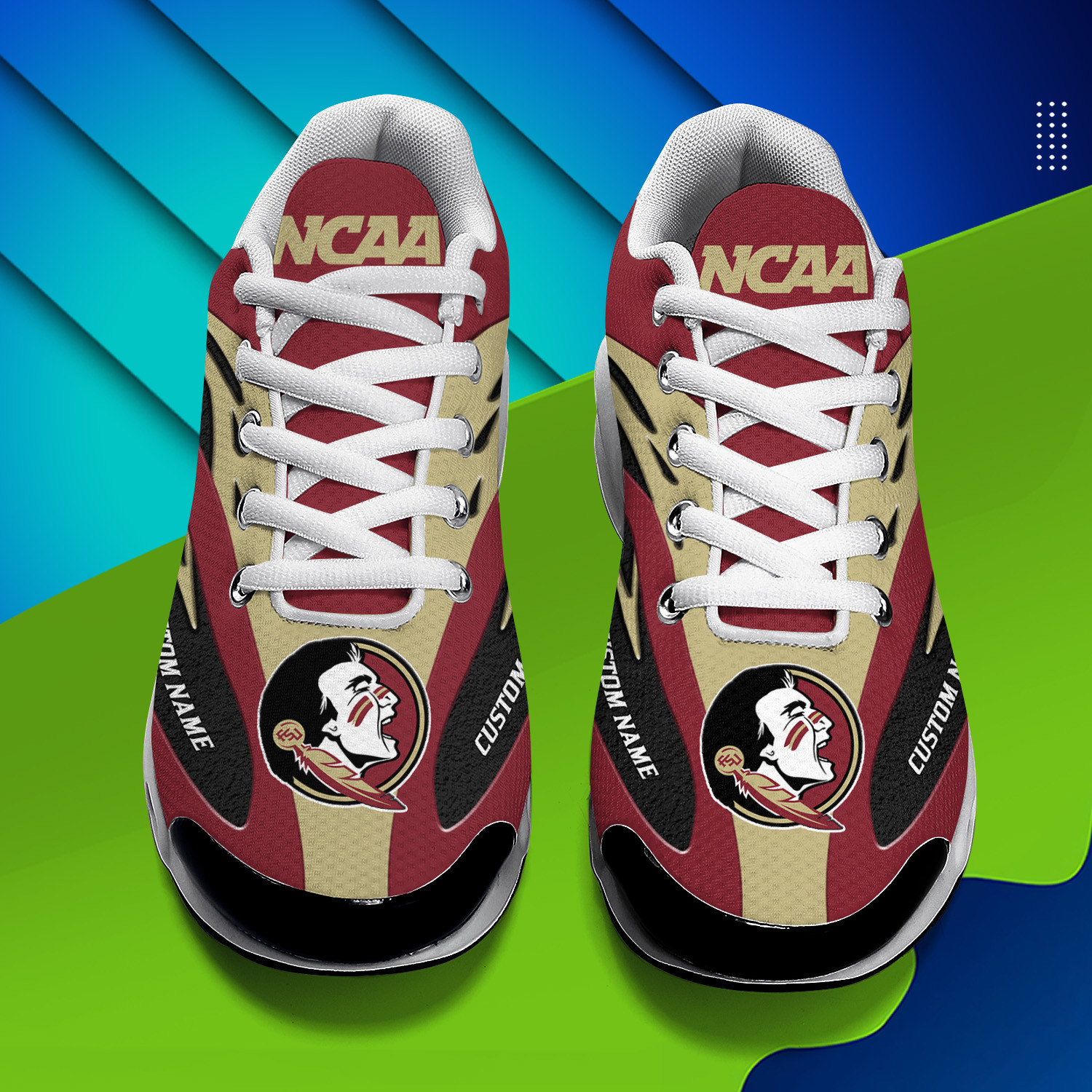 Florida State Seminoles Personalized Name Team Logo Mix Colors Wave Line TN Air Max Shoes Air Cushion Sneakers