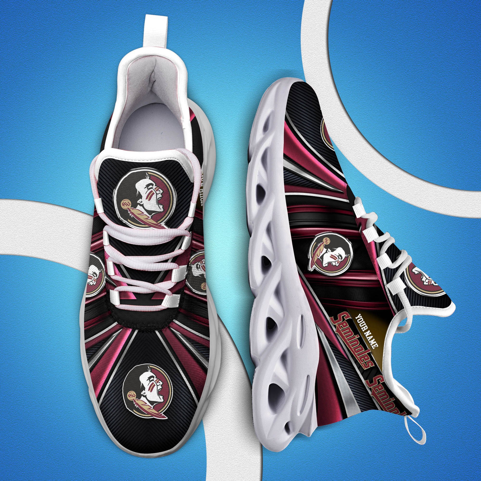 Florida State Seminoles White C Sneakers 2025 Version Personalized Your Name, Sport Team Sneakers, Sport Gifts PH892