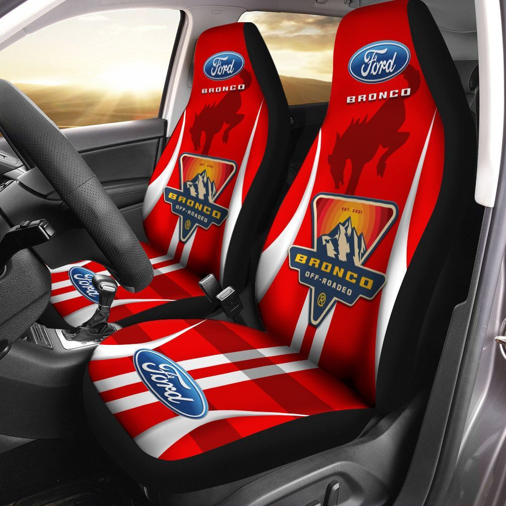 Ford Bronco Car Seat Cover (Set Of 2) Ver 2 (Red) 
