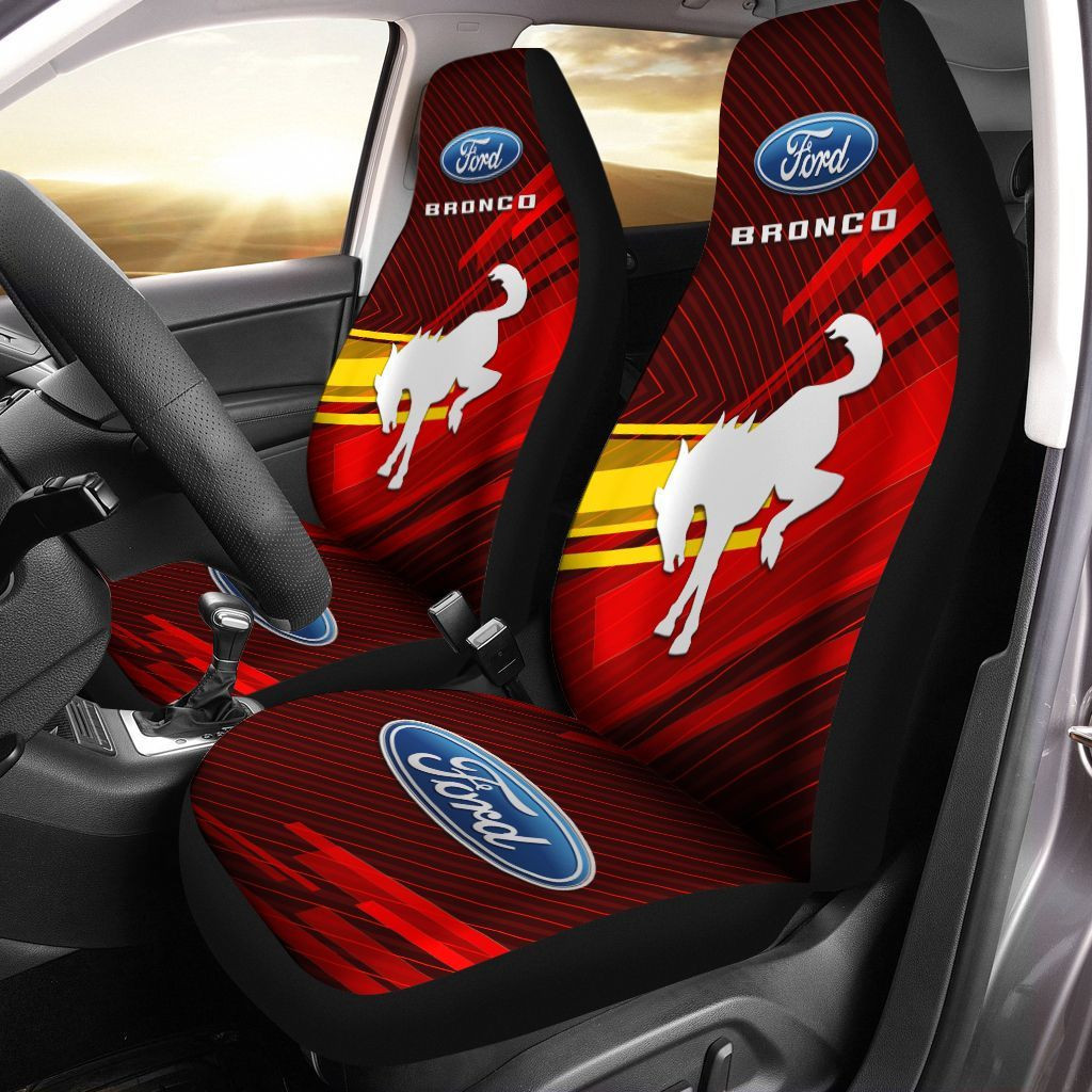 Ford Bronco Car Seat Cover (Set Of 2) Ver 3 (Red) 