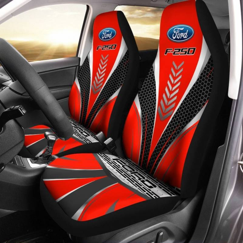 Ford F250- BDA Car Seat Cover (Set of 2) Ver1 (Red) 