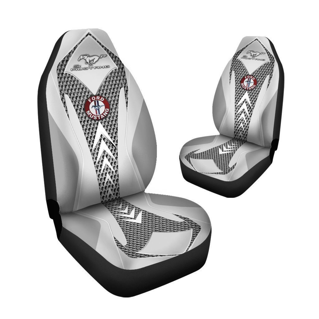 Ford Mustang Car Seat Cover (Set of 2) Ver2 (White)