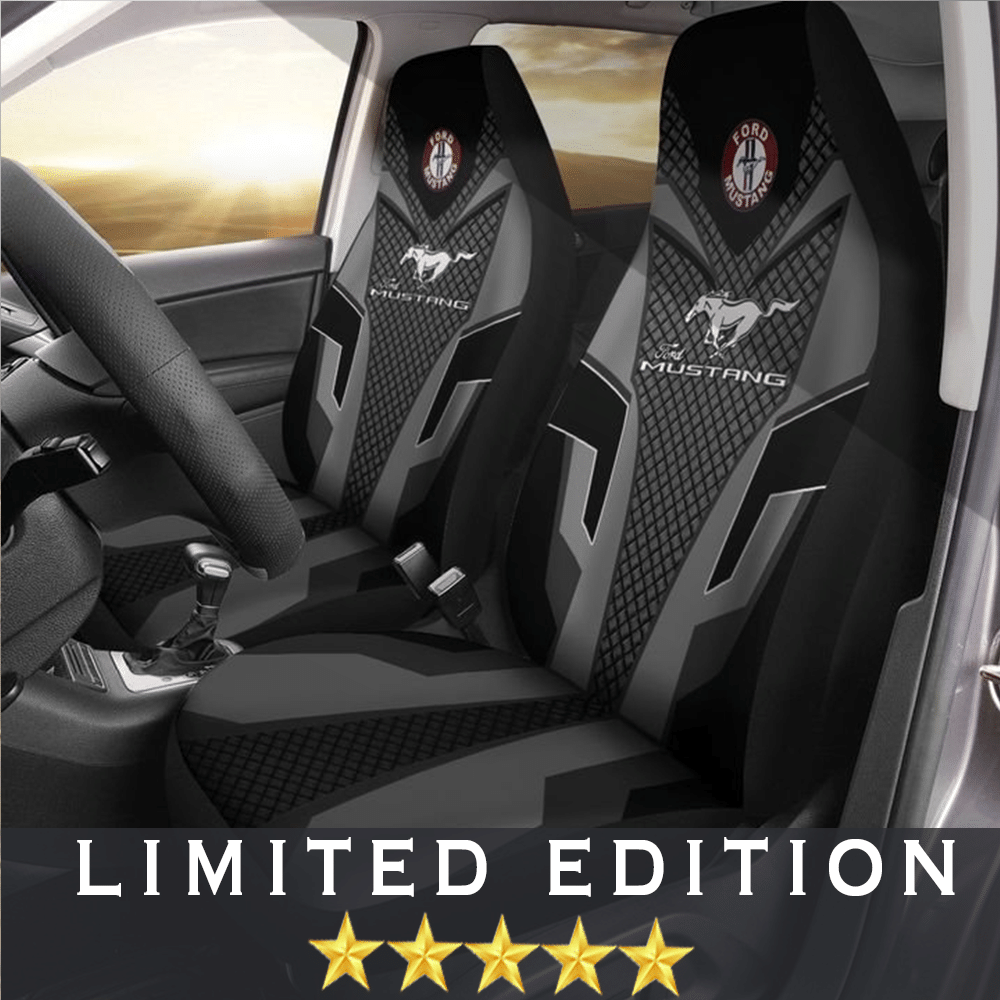 Ford Mustang Car Seat Cover (Set of 2) Ver3 (Black)
