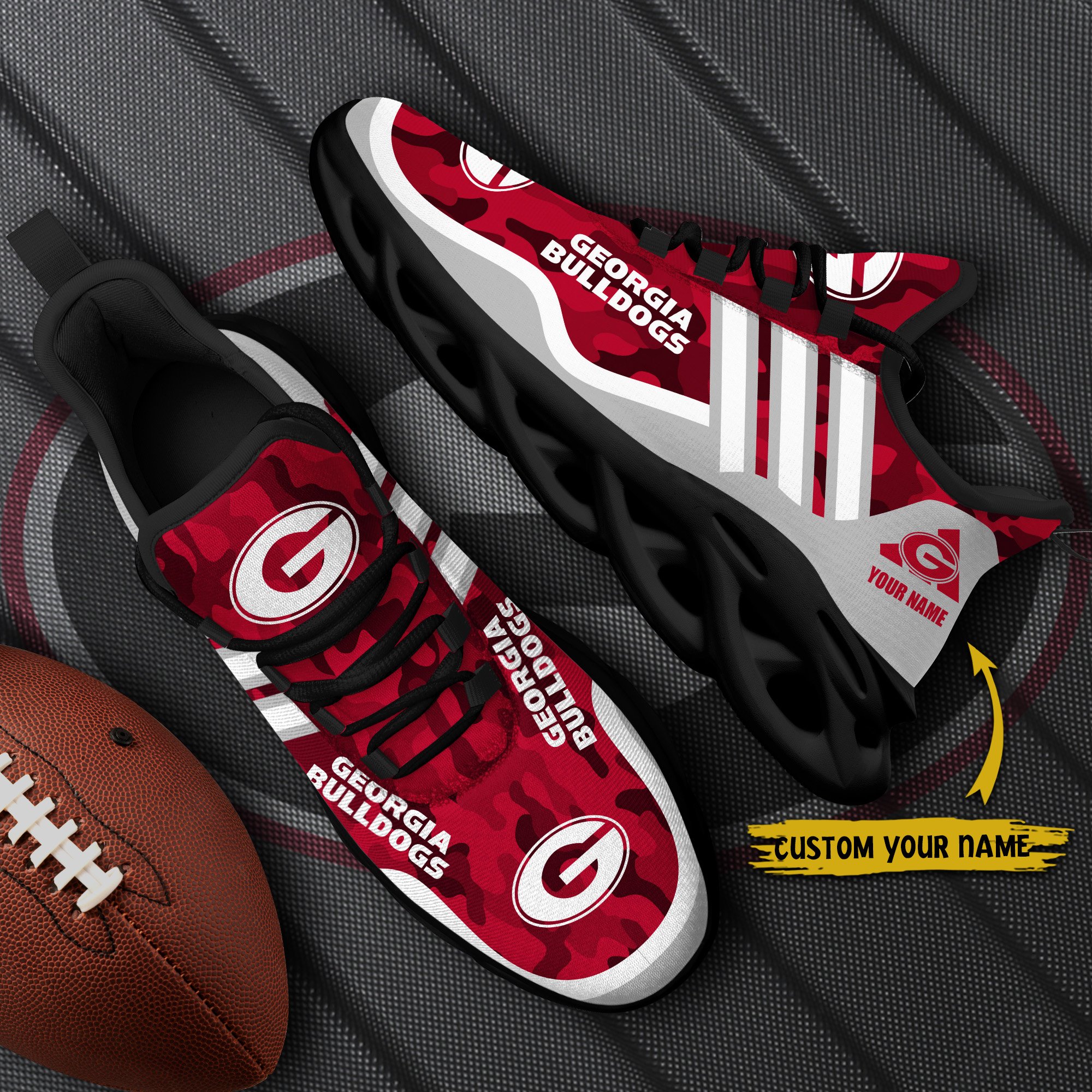 Georgia Bulldogs Black Max Soul Shoes 2025 Versions Custom Name 466